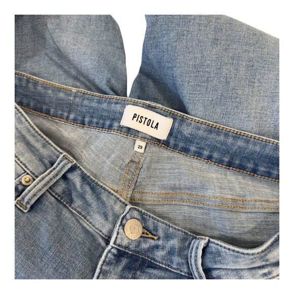 Pistola Distressed Light Wash Denim Cuffed Skinny Jeans Womens Size 29 Cotton Bl - Picture 3 of 13